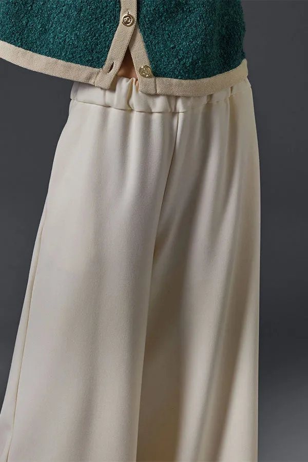 Rodier WHITE ELASTICATED WIDE TROUSERS