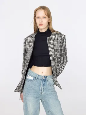 Round Neck Tartan Jacket