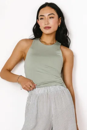 Sleek Jersey Solid Tank in Sage