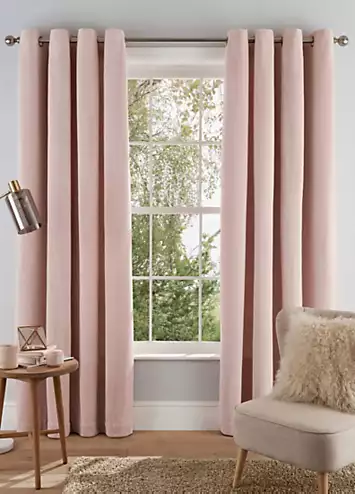 Sleepdown Super Soft Teddy Fleece Pair of Eyelet Lined Curtains | Kaleidoscope