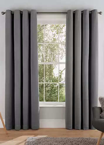 Sleepdown Super Soft Teddy Fleece Pair of Eyelet Lined Curtains | Kaleidoscope