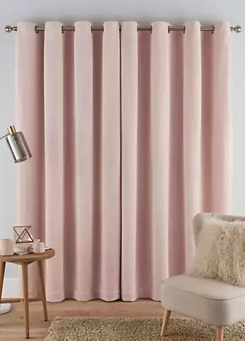 Sleepdown Super Soft Teddy Fleece Pair of Eyelet Lined Curtains | Kaleidoscope