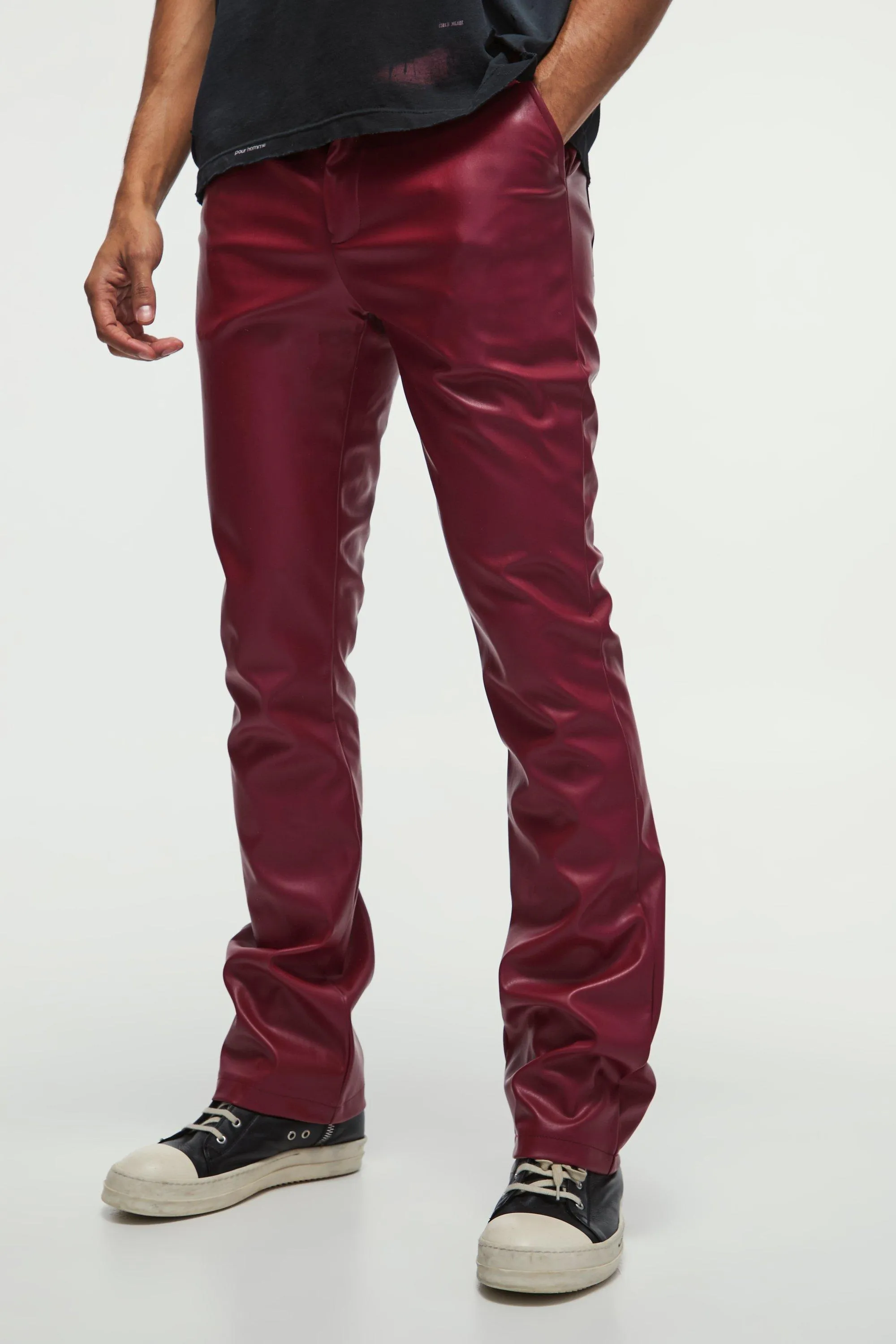 Slim Flared Pu Trousers