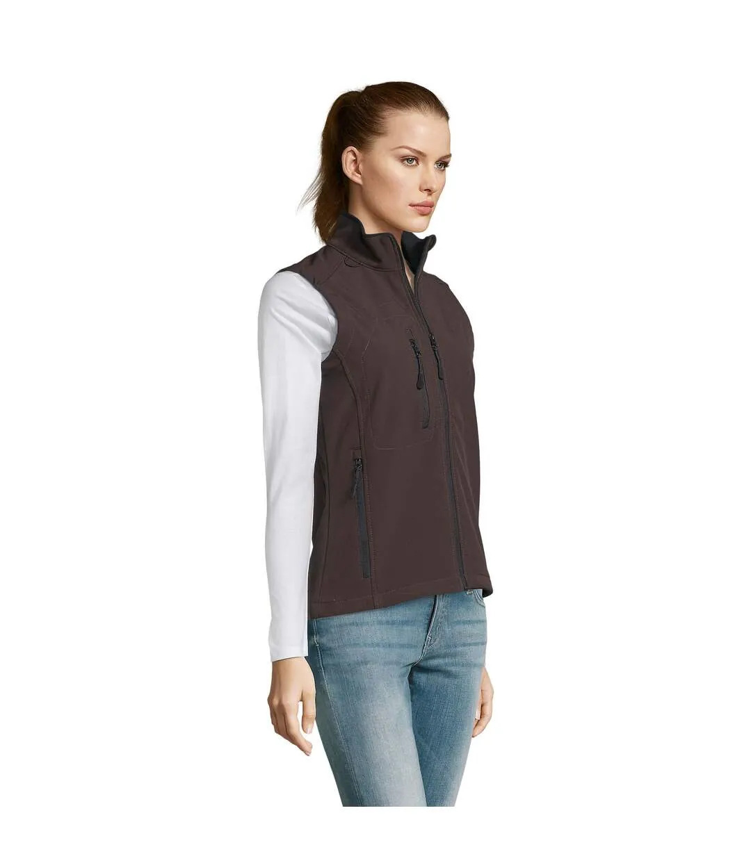 SOLS Womens/Ladies Rallye Soft Shell Bodywarmer Jacket (Dark Chocolate) - UTPC350