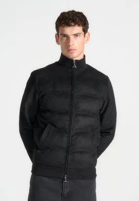 Suede Padded Jacket - Black