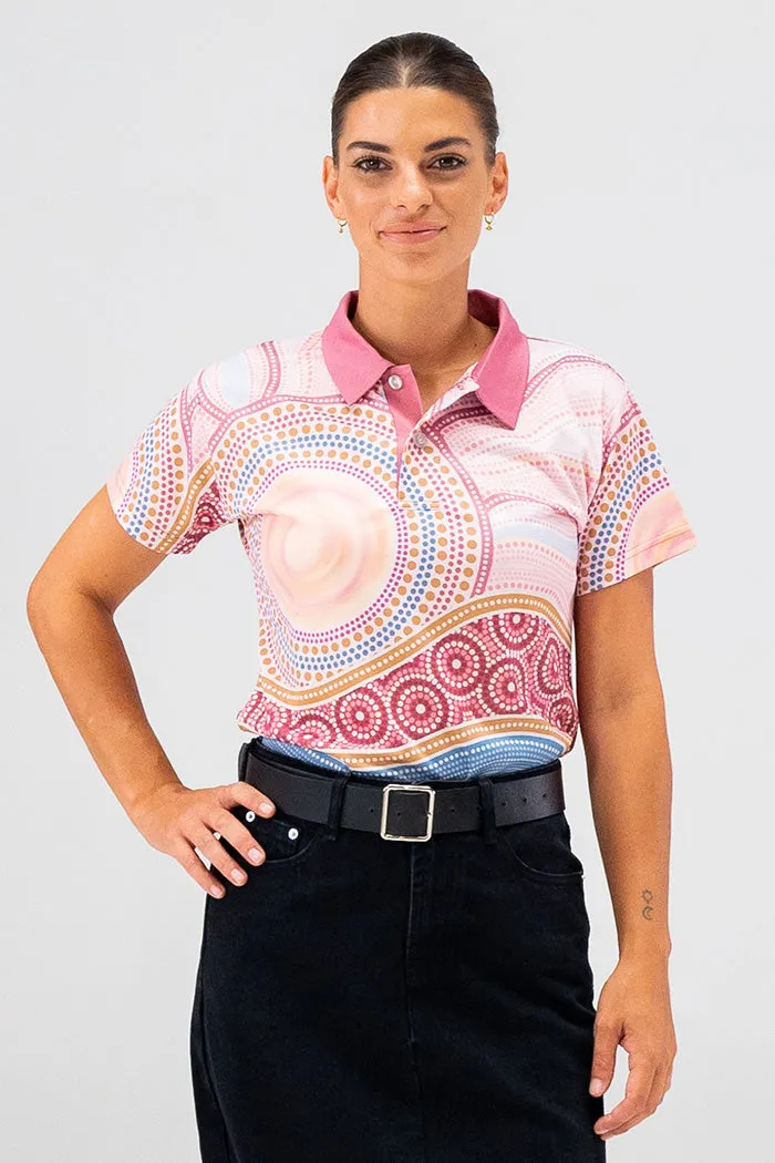 Sunset Healing Women's Fitted Polo Shirt