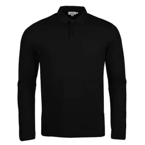 Sunspel Long Sleeve Riviera Polo Black