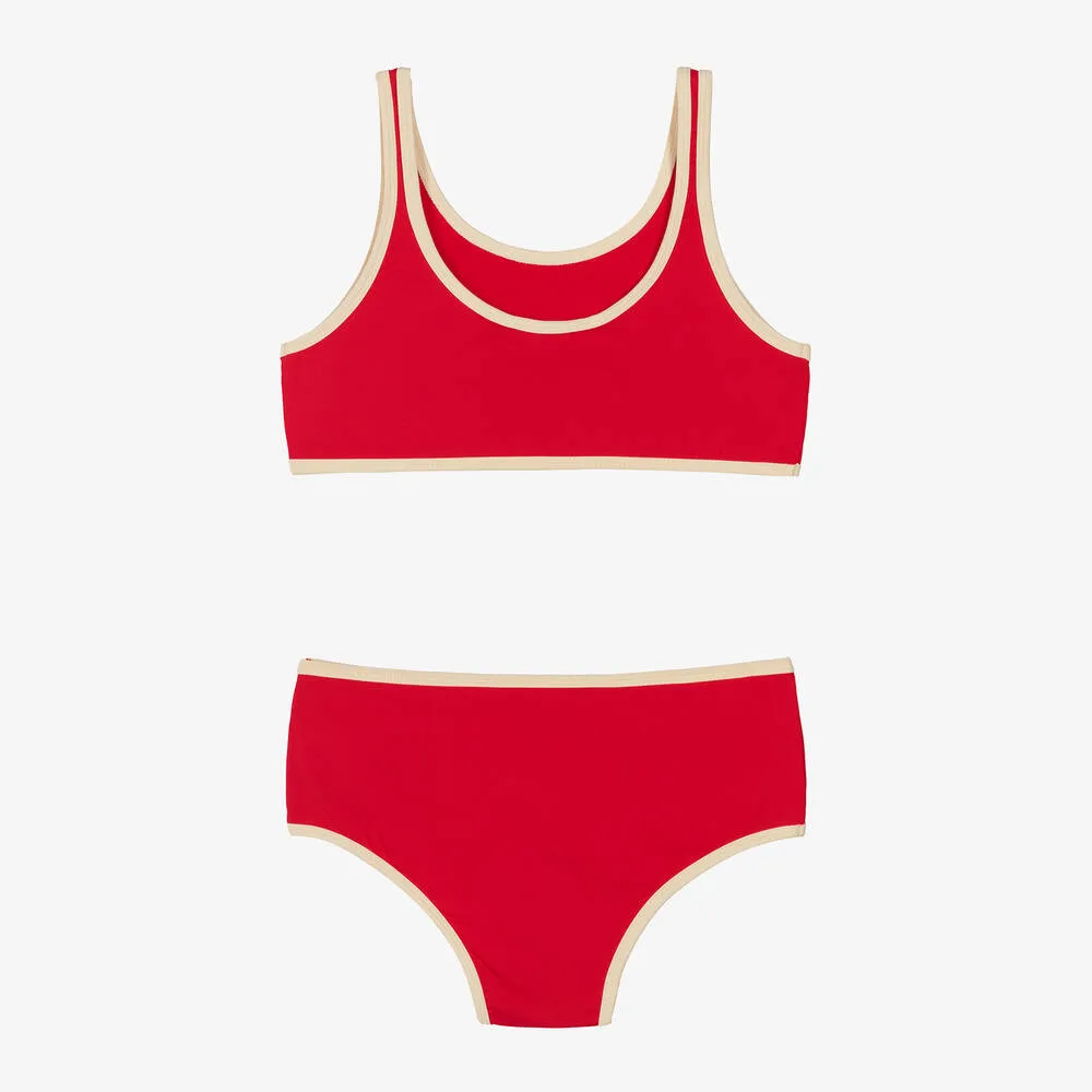 Teen Girls Red & Ivory Bikini (UPF50+)