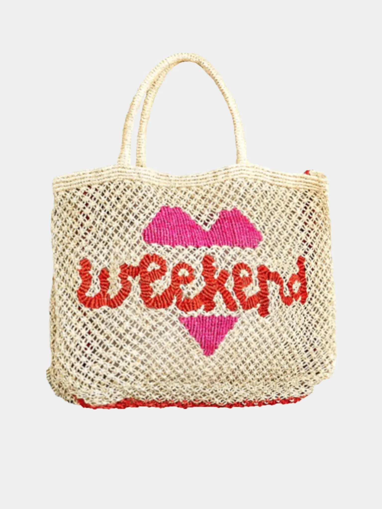     THE JACKSONS  Weekend Heart Small Jute Tote    