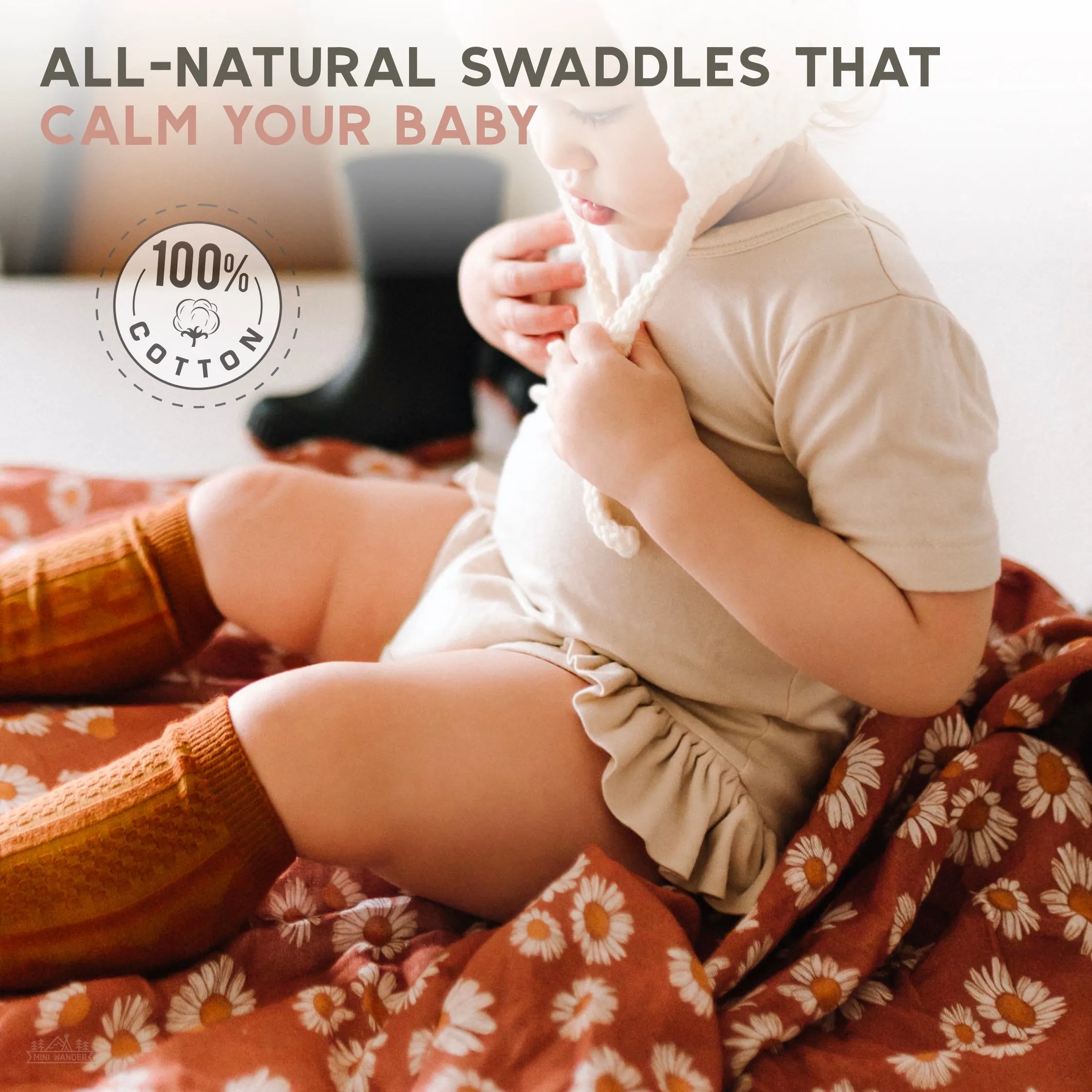 The Mini Wander Swaddle Blanket - Daisy Clay