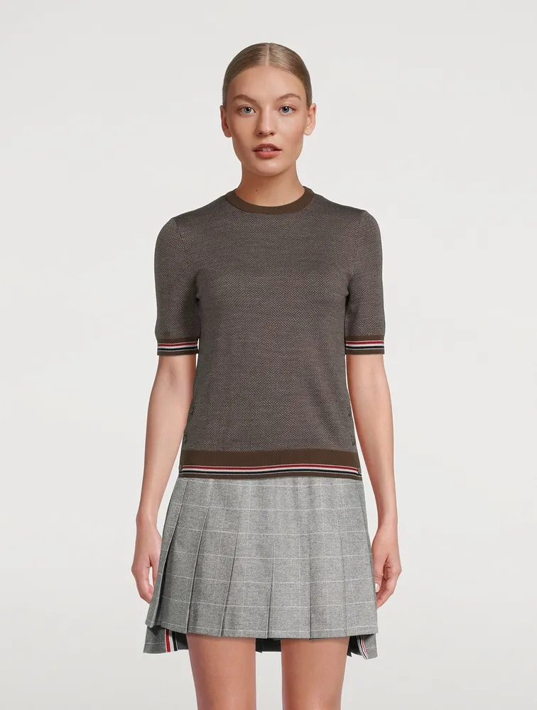 THOM BROWNE Merino Wool Short Sleeve Pullover