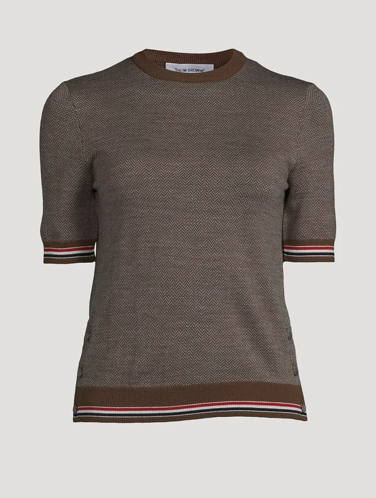 THOM BROWNE Merino Wool Short Sleeve Pullover