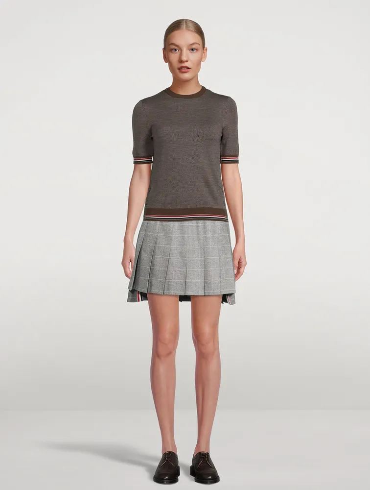 THOM BROWNE Merino Wool Short Sleeve Pullover