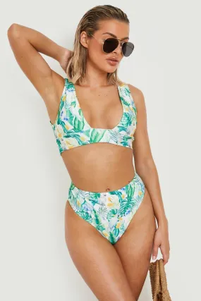 Tropical Parrot High Waisted Bikini Brief