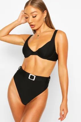 Underwired Seam Detail Belted High Waist Bikini