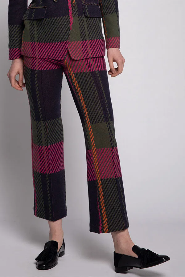 Vilagallo CAROLE KNIT CHECK TROUSERS