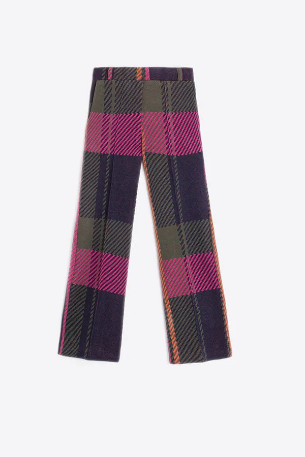 Vilagallo CAROLE KNIT CHECK TROUSERS