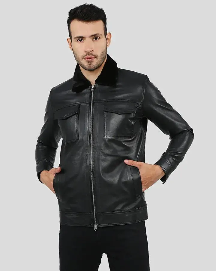 Walker Black Racer Leather Jacket