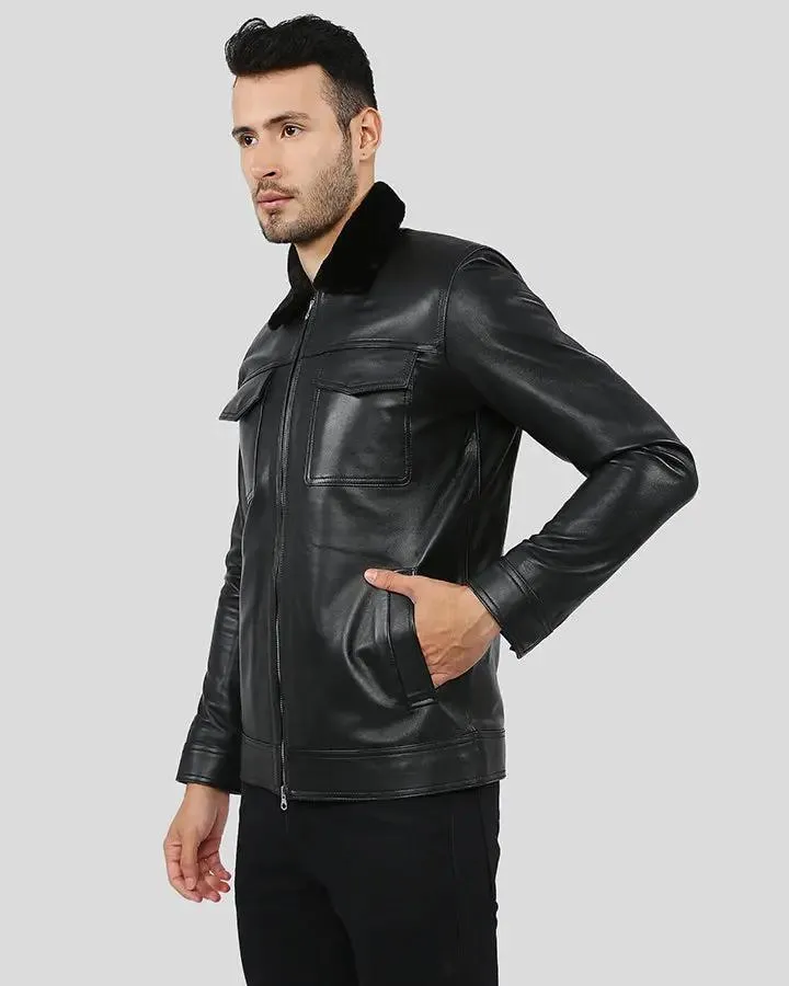 Walker Black Racer Leather Jacket