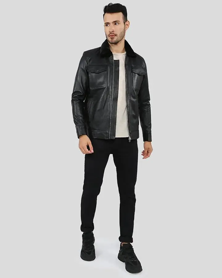 Walker Black Racer Leather Jacket