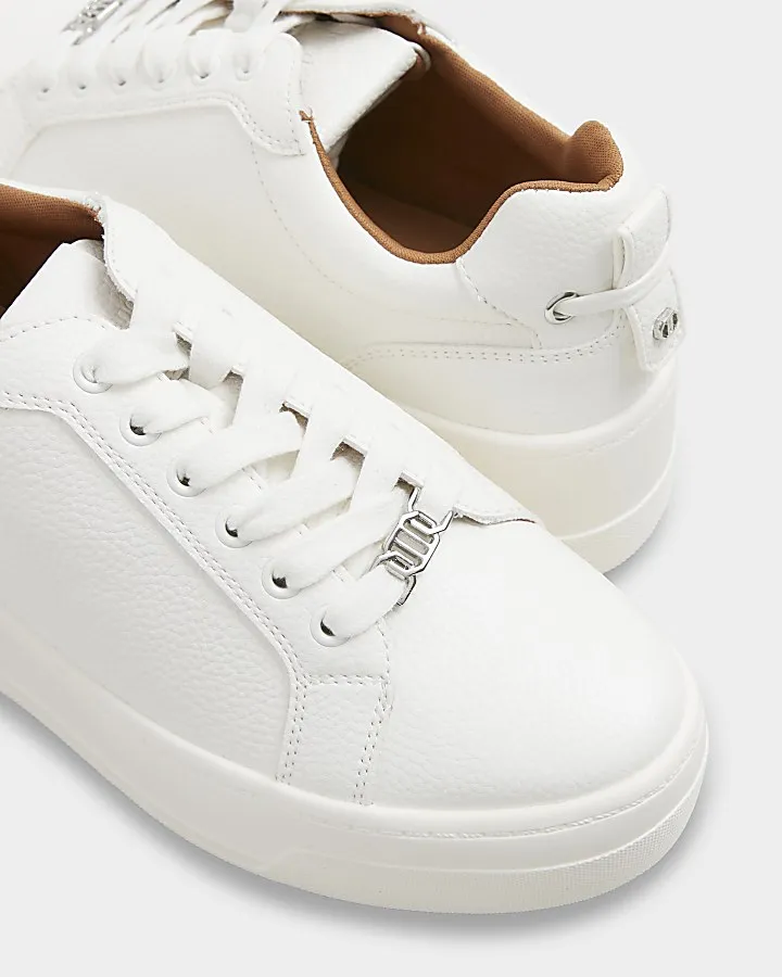 White Platform Lace Up Trainers