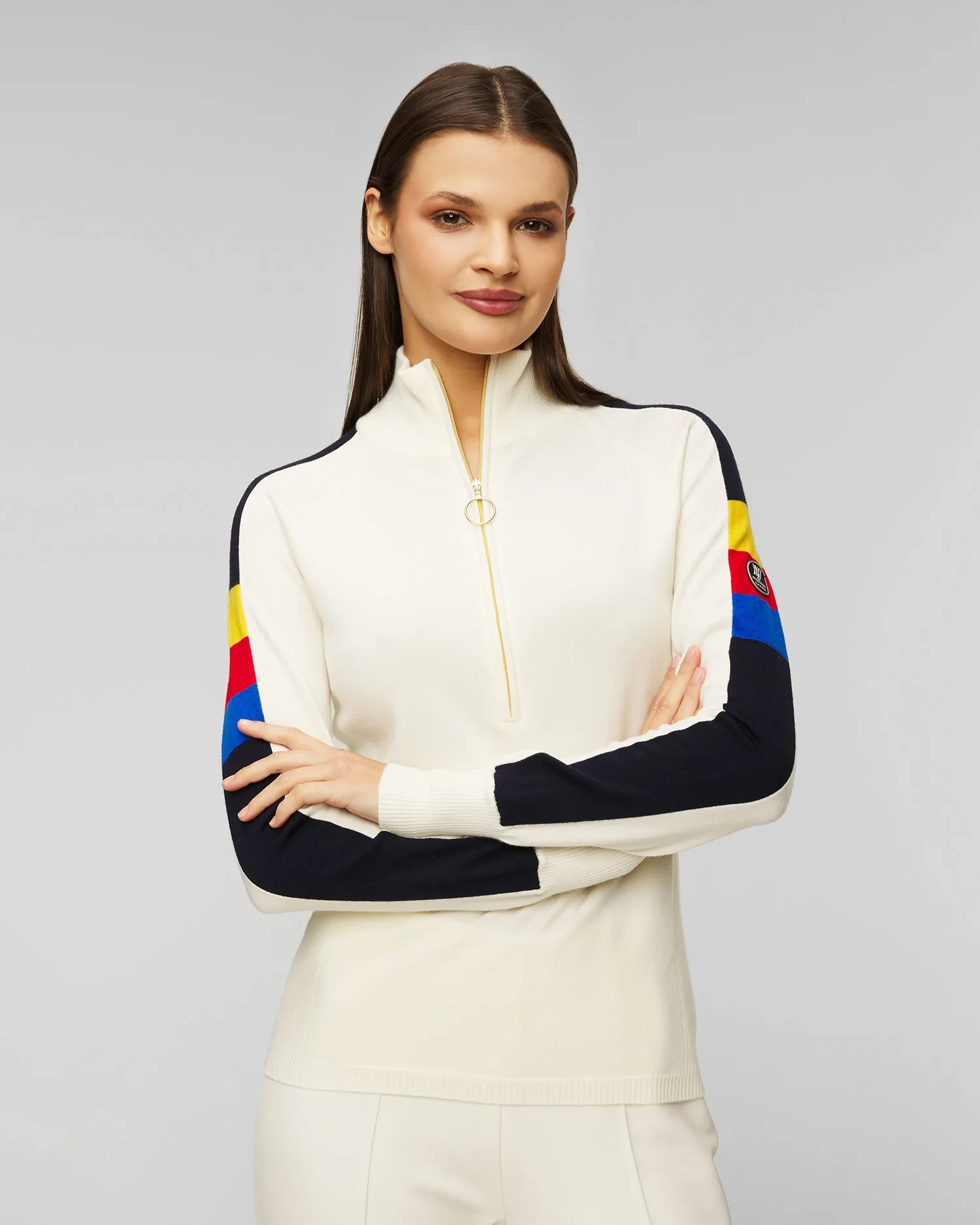 Women's white zip-up turtleneck by We Norwegians Varden 2023-75