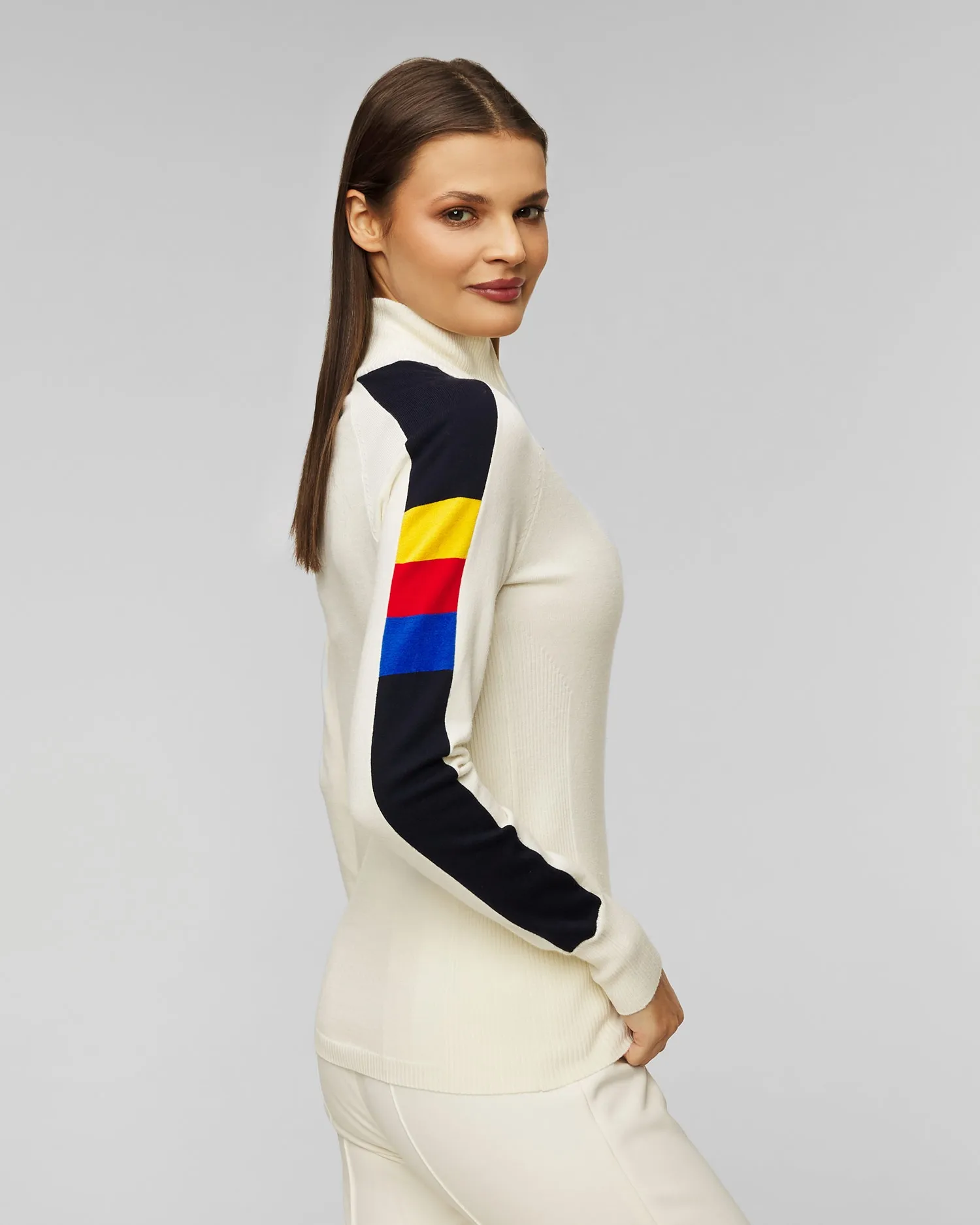 Women's white zip-up turtleneck by We Norwegians Varden 2023-75