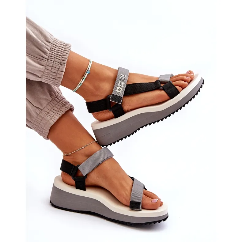 Women's Sandals On Platform And Wedge Big Star NN274A054 Gray grey