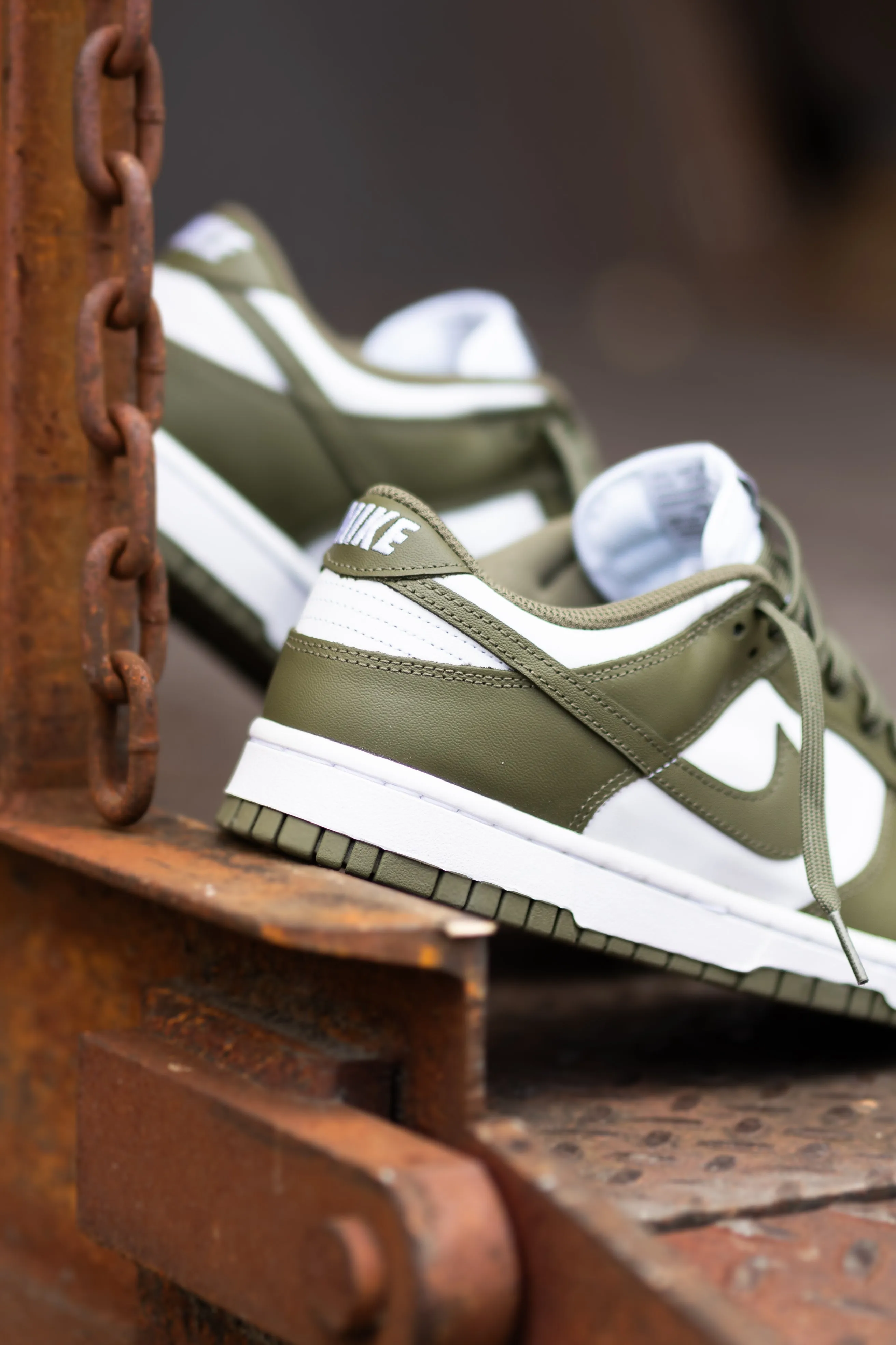 Women's Nike Dunk Low (White/Medium Olive)