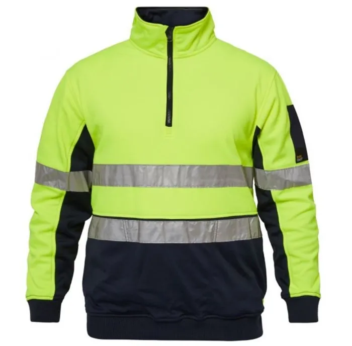 WORKCRAFT Ridge Hi Vis 100% Polyester Fleece 1/2 Zip Pullover with Tape 320gsm