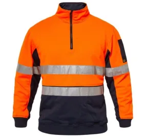 WORKCRAFT Ridge Hi Vis 100% Polyester Fleece 1/2 Zip Pullover with Tape 320gsm